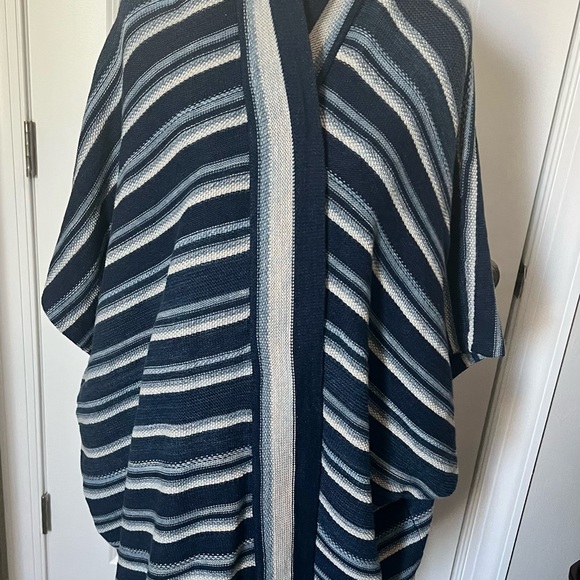 NWT Lauren Ralph Lauren Striped Cotton Fringe-Trim Cardigan Sweater Oversize Fit - Picture 12 of 16